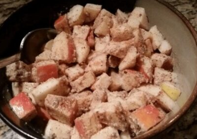 Almond Apples with Cinnamon Kefir Sauce