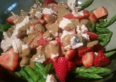 Balsamic Dijon Chicken Strawberry Asparagus Salad