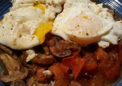 Basil Tomato Eggs with Mushrooms