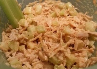 Buffalo Chicken Salad with Celery Spoons