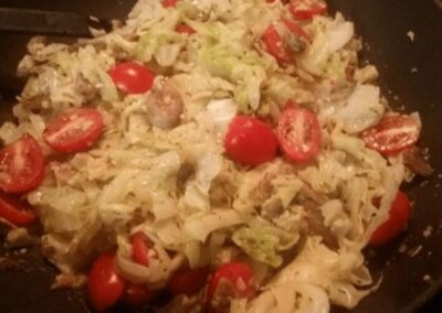 Cabbage Noodles & Veggies with Coconut Cream Sauce