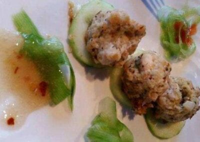 Fennel Chicken Meatballs over Cucumbers