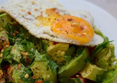 Fried Avocado and Egg Spring Salad